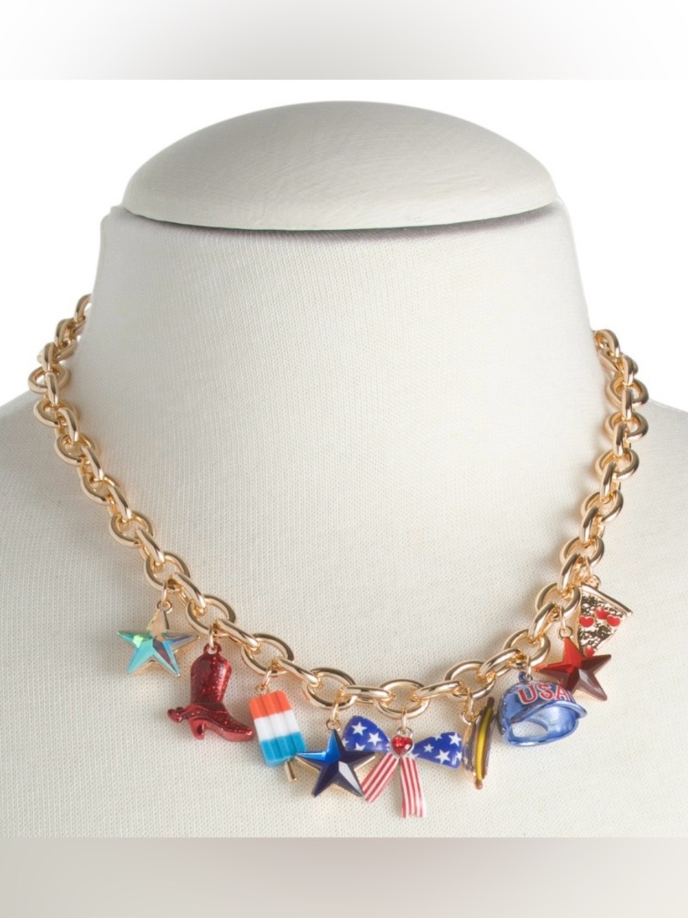 NWT🇺🇸Betsey Johnson Patriotic American Pride Charm Necklace